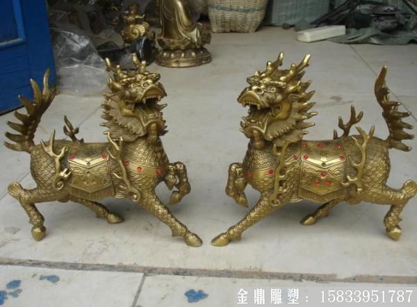 仿古铜色麒麟,铜麒麟,动物 (2)